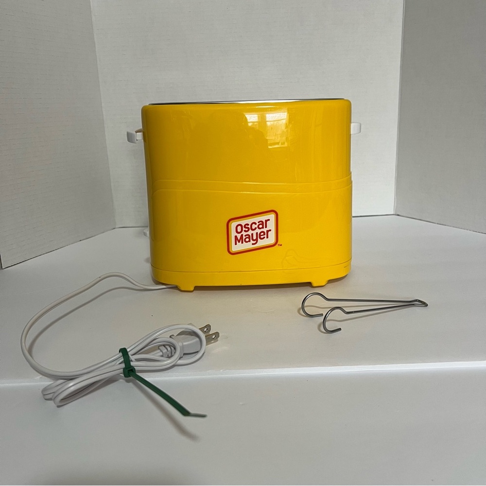 Oscar Mayer Hot Dog/Bun Toaster W Tongs Nostalgia 3 Slot Yellow Tested/Works!
